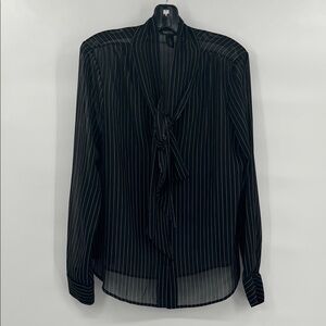 White House Black Market Black Pinstripe Blouse